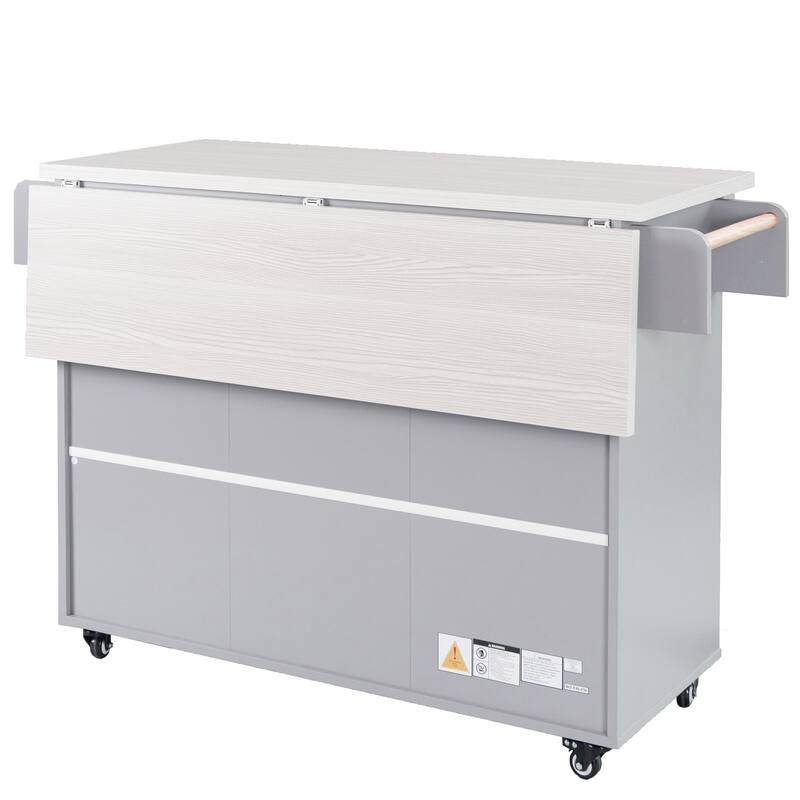 Anmytek Walnut Rolling Kitchen Island Cart Storage Cabinet with Stainless Steel Top,Spice Rack , Towel Rack