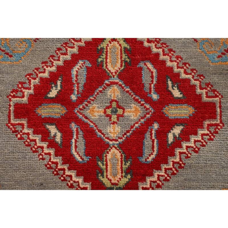 Geometric Kazak Accent Rug Hand-Knotted Oriental Wool Carpet - 3'3" x 5'0"