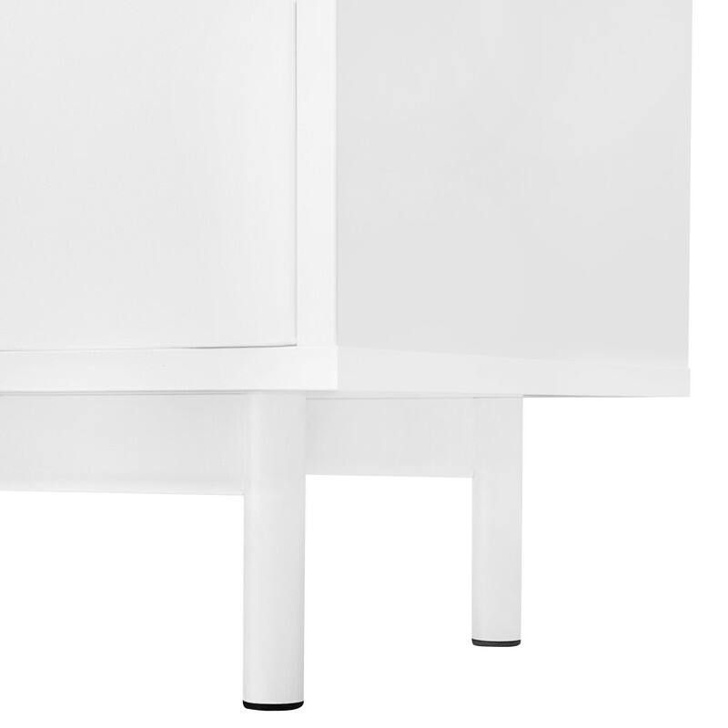 Wave Pattern Buffet Storage Cabinet with 2 Doors and 2 Drawers, Sideboard Cabinet Table with Adjustable Shelf