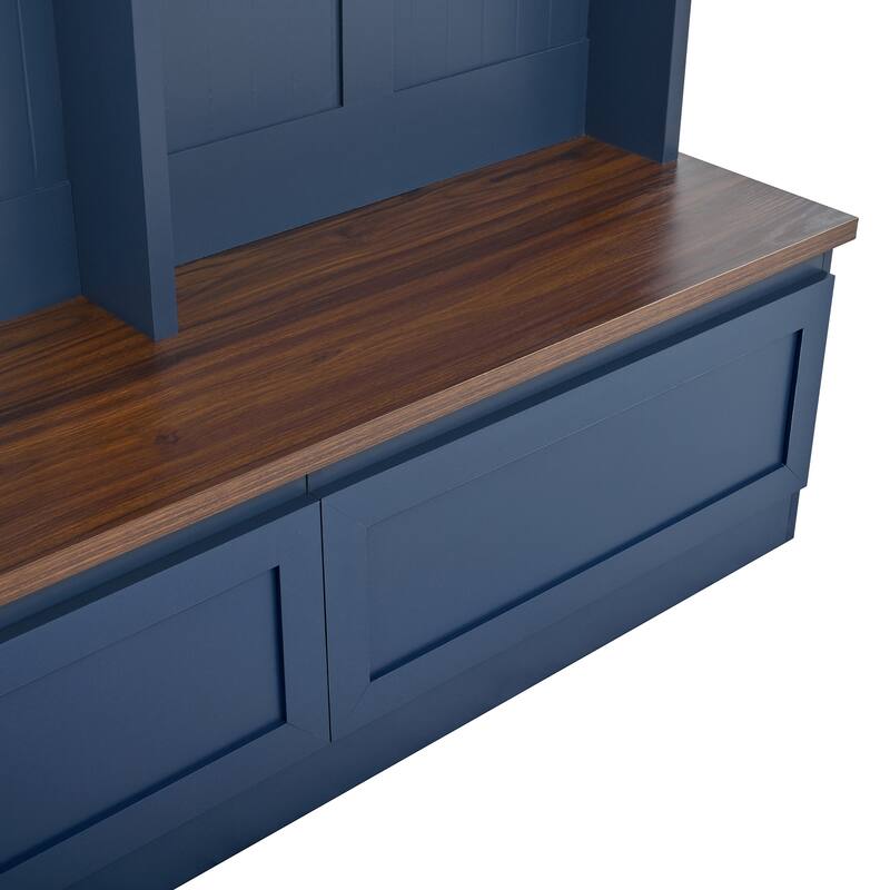 Farmhouse 4-in-1 Hall Tree with Bench, 2 Drawers & Coat Rack for Entryway