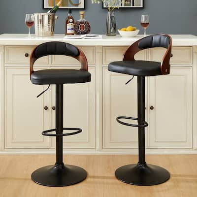 Javlergo Bar Stools Set of 2, Modern Adjustable Swivel Kitchen Bar Chair with Footrest