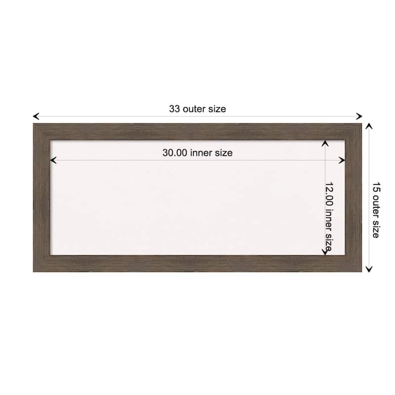 Hardwood Narrow Wood Framed White Corkboard Bulletin Board - Hardwood Mocha Narrow - Board Size 30x12