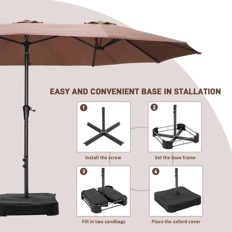 Ainfox 13FT/15FT Patio Umbrella Large Outdoor Umbrella with Base