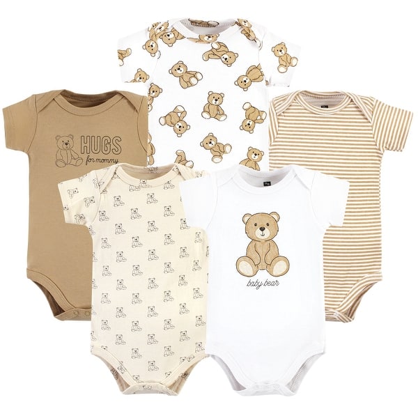 slide 1 of 1, Hudson Baby Cotton Bodysuits, Teddy Bears 5-Pack 6-9 Months - Teddy Bears 5-Pack