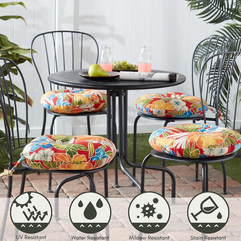 15-inch Round Outdoor Aloha Floral Bistro Chair Cushions (Set of 2)