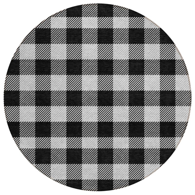 Machine Washable Indoor/ Outdoor Chantille Plaid Stripe Rug