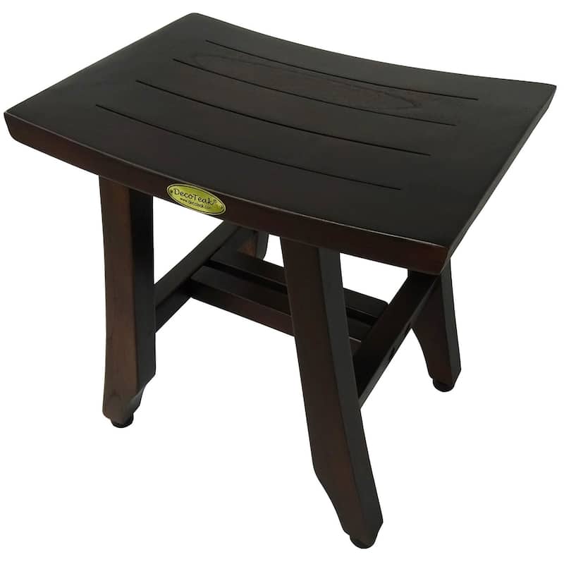 Compact DecoTeak Satori 14" Bathroom Teak Shower & Shaving Stool- WoodLand Brown Finish