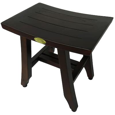 Compact DecoTeak Satori 14" Bathroom Teak Shower & Shaving Stool- WoodLand Brown Finish