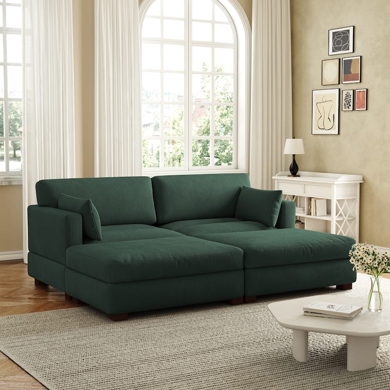 Corduroy Modular Sectional Sofa Deep Seat Corner Sofas & Ottomans