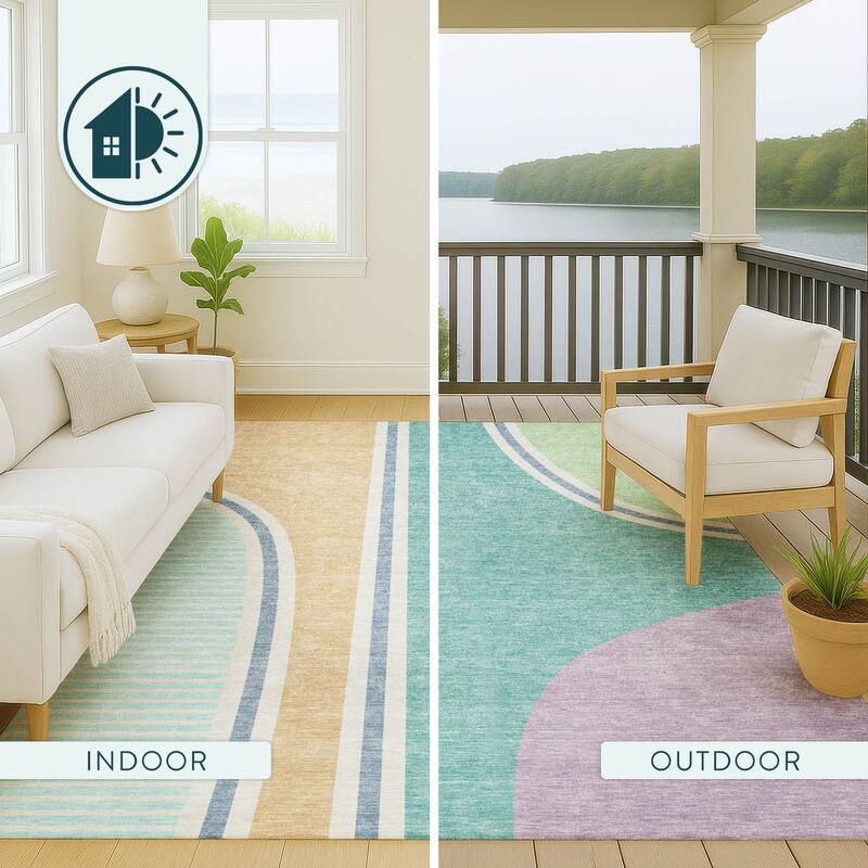 Machine Washable Indoor/ Outdoor Contemporary Keely Chantille Rug