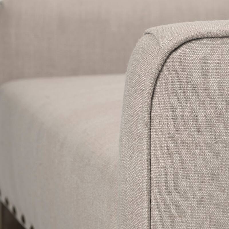 Kensington Beige Linen Fabric w/Wood Base Chair - 28.3L x 29.5W x 35.8H