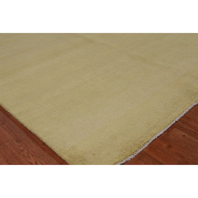 Hand Knotted Oriental 100% Wool Carpet Modern Solid Green Gabbeh Area Rug - 12' 9'' X 9' 10''