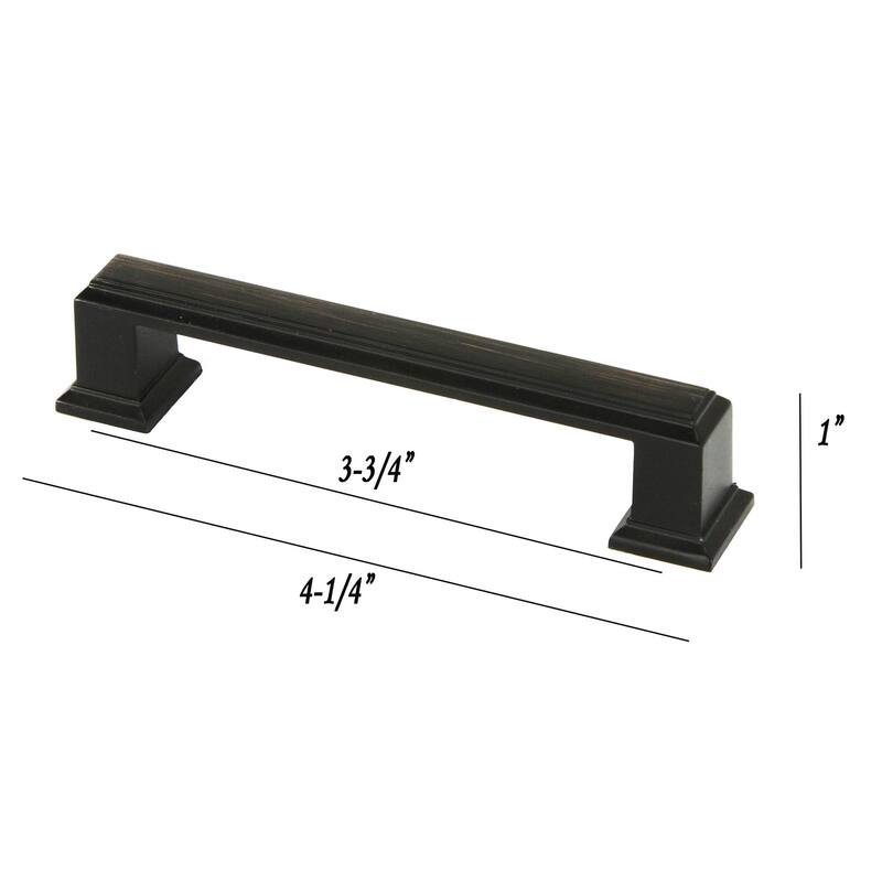 Contemporary 4.25-inch Roma Stainless Steel Oil Rubbed Bronze Finish Square Cabinet Bar Pull Handle - Set of 10 - 1"