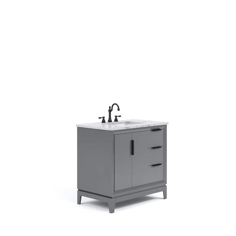 Elizabeth 36" Carrara White Marble Bathroom Vanity With Faucet