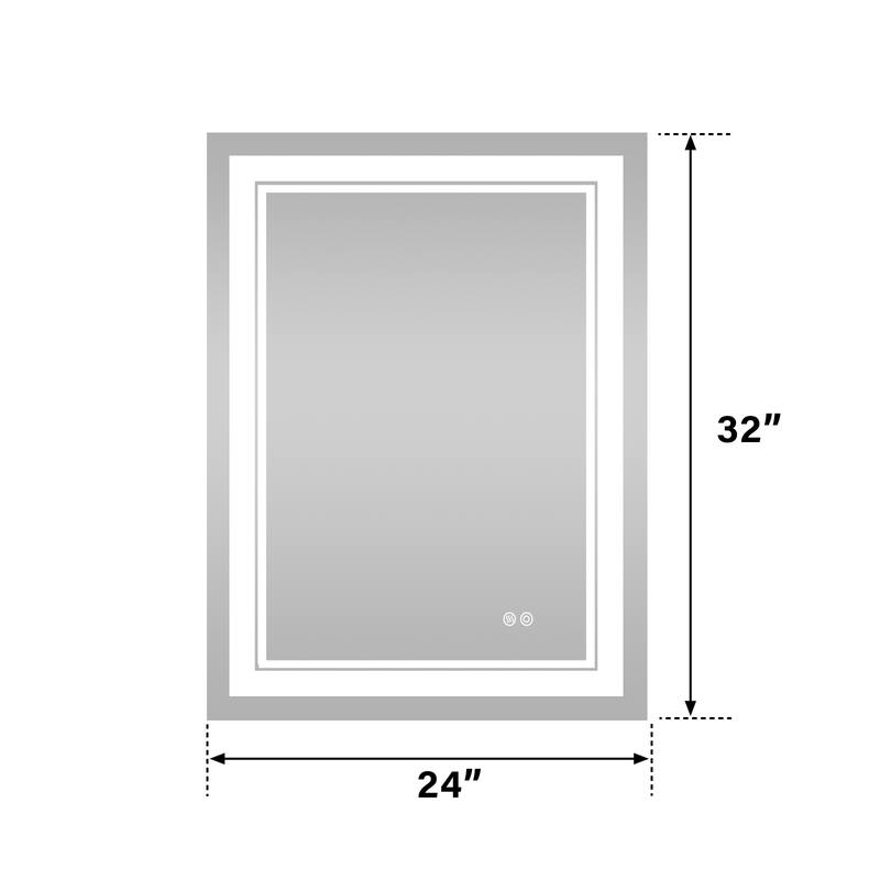 Retangular Wall Mounted LED Bathroom Mirror With Touch Switch Memory Mirror Anti-Fog (Horizontal/Vertical)