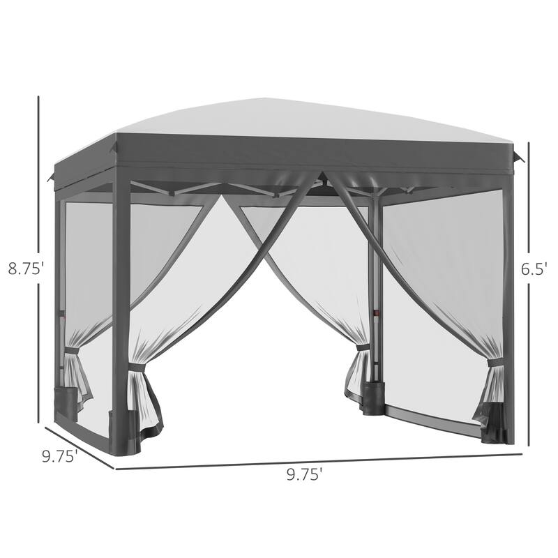 10'x10' Pop Up Canopy Tent with Netting, Adjustable Height, UV Protection, Includes Carry Bag & Sand Bags for Outdoor Use