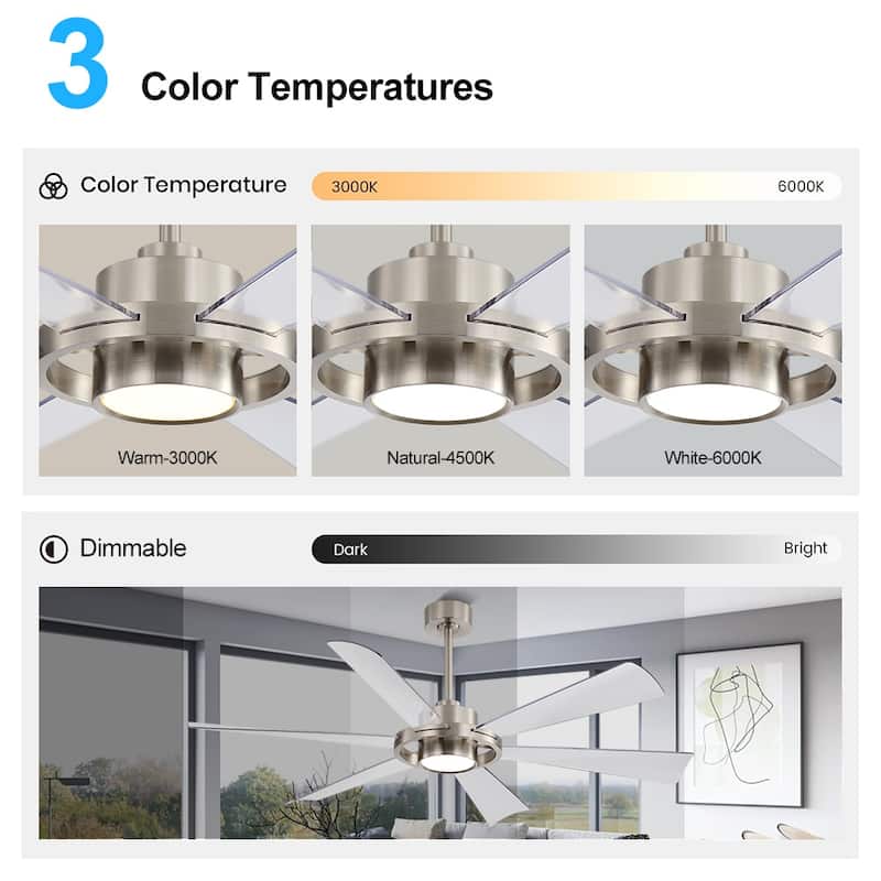 60 in. 6-Plywood Blades Indoor LED Ceiling Fan with Remote
