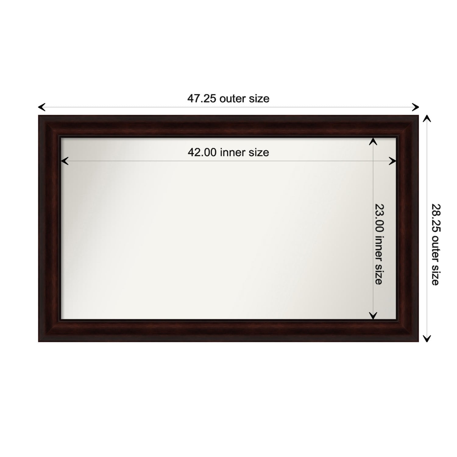 Coffee Bean Brown Framed Non-Beveled Custom Wall Mirror, Bathroom Vanity Mirror