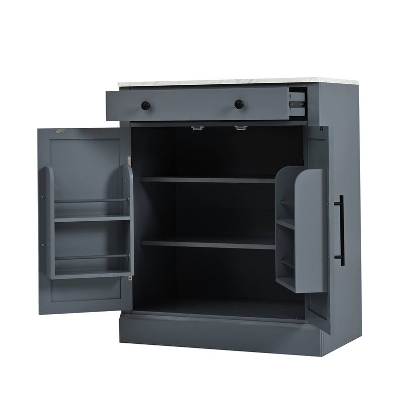 Modern Kitchen Pantry, Buffet Food Storage, Coffee Bar Cabinet with 2 Adjustable Shelves for Dining, Kitchen