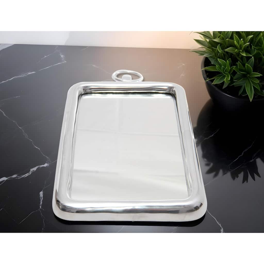 HomeRoots 18" Silver Aluminum Framed Accent Mirror - 10.8' X '17.5' X '1.3
