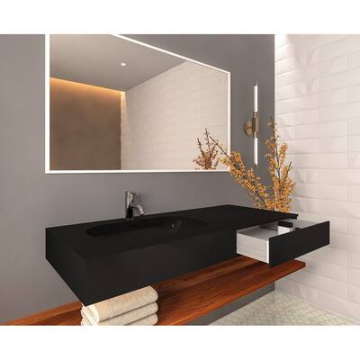 Sonoma 48" Solid Surface Wall Mounted Vessel Sink with Drawer