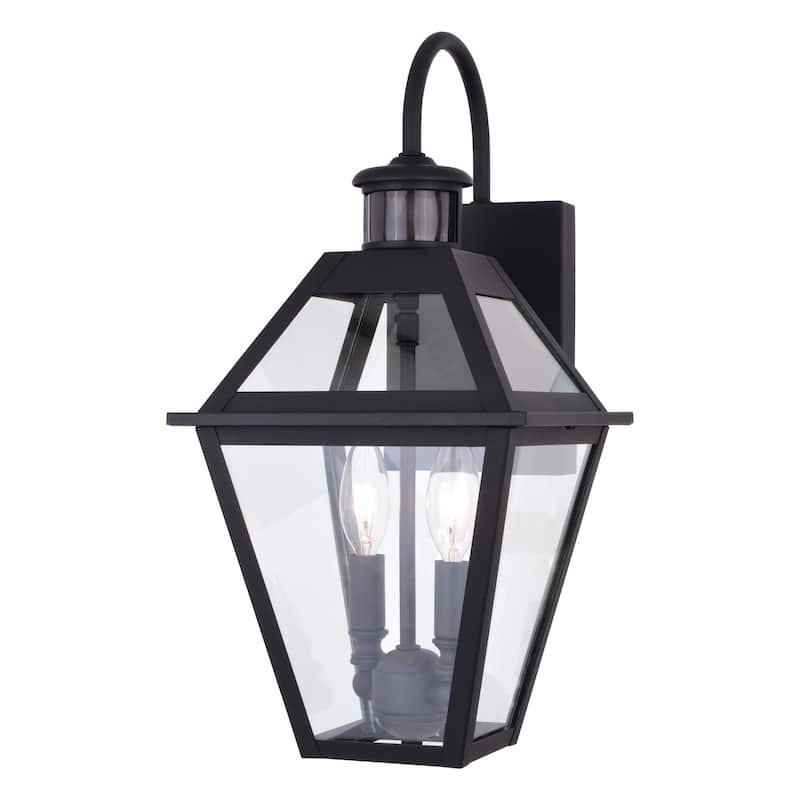 Bellevue Brandon 2 Light 17" Tall Outdoor Wall Sconce with Clear Glass - Textured Black