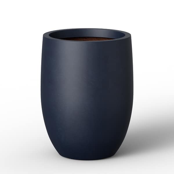 Concrete Tall Round Planter / Pot with Drainage Holes - 12.5 x 16.5 - Navy blue(Enhanced Interior)