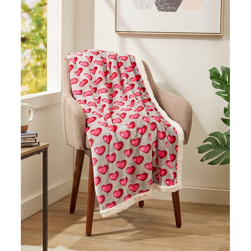 Decor More Amor Eterno Be Mine Love Collection Valentine s Day Heart Ultra Plush Throw Blanket 50 x 60 with Red Hearts