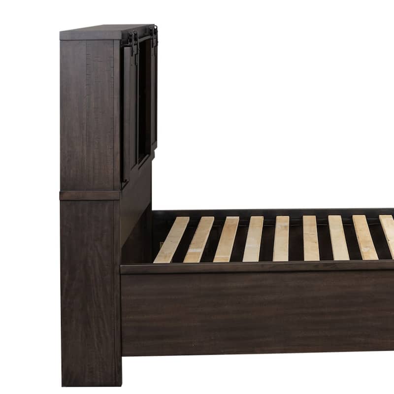 Thornwood Hills Rock Beaten Gray with Saw Cuts Queen Bookcase Headboard