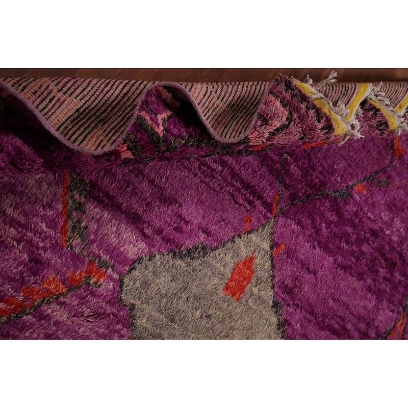 Purple Plush Moroccan Area Rug Handmade Wool Carpet - 8'11" x 12'8"