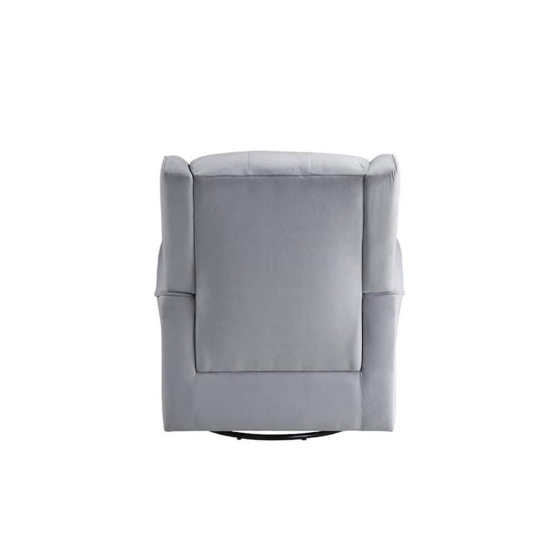 35 Inch Accent Swivel Chair, Glider, Tufted Back, Grey - 35 L x 34 W x 37 H Inches