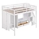 preview thumbnail 10 of 12, Multi-Functional Full Size Loft Bed Frame with Wardrobe, Low Storage Table and Storage Staircase, Health & Safe, White
