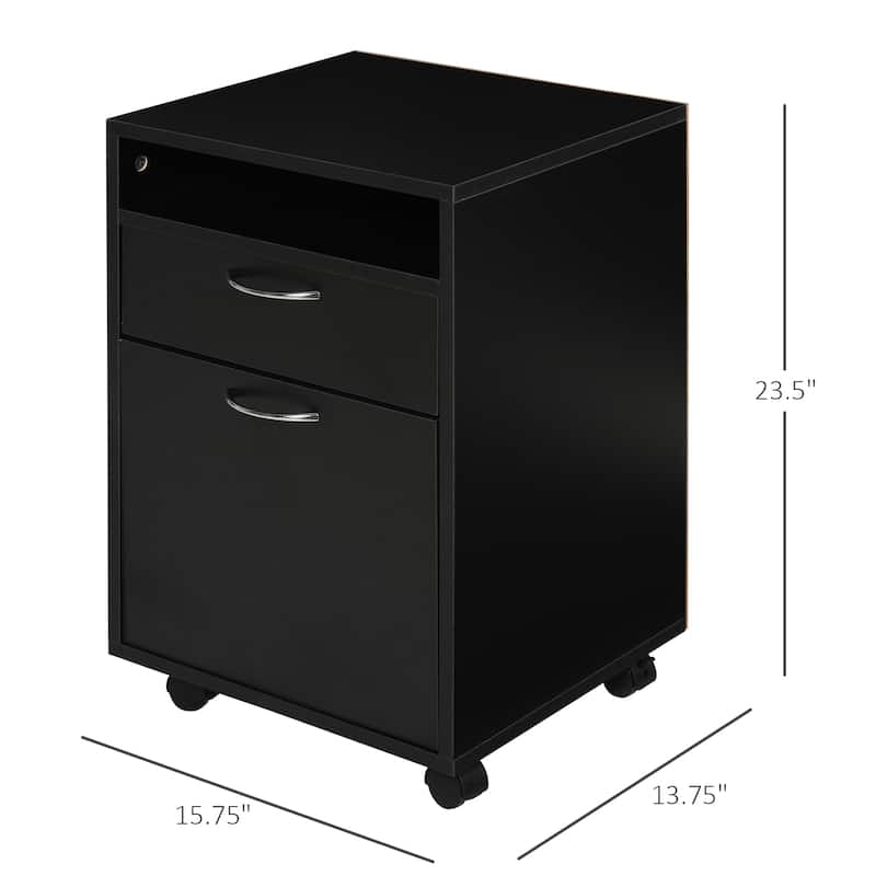 HOMCOM 24" Mobile Printer Cart with 2 Drawers, Black - 15.7*13.8*23.6