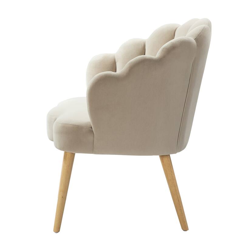 Eleanora Morden Scalloped Velvet Arm Chair with Tufted Back by HULALA HOME
