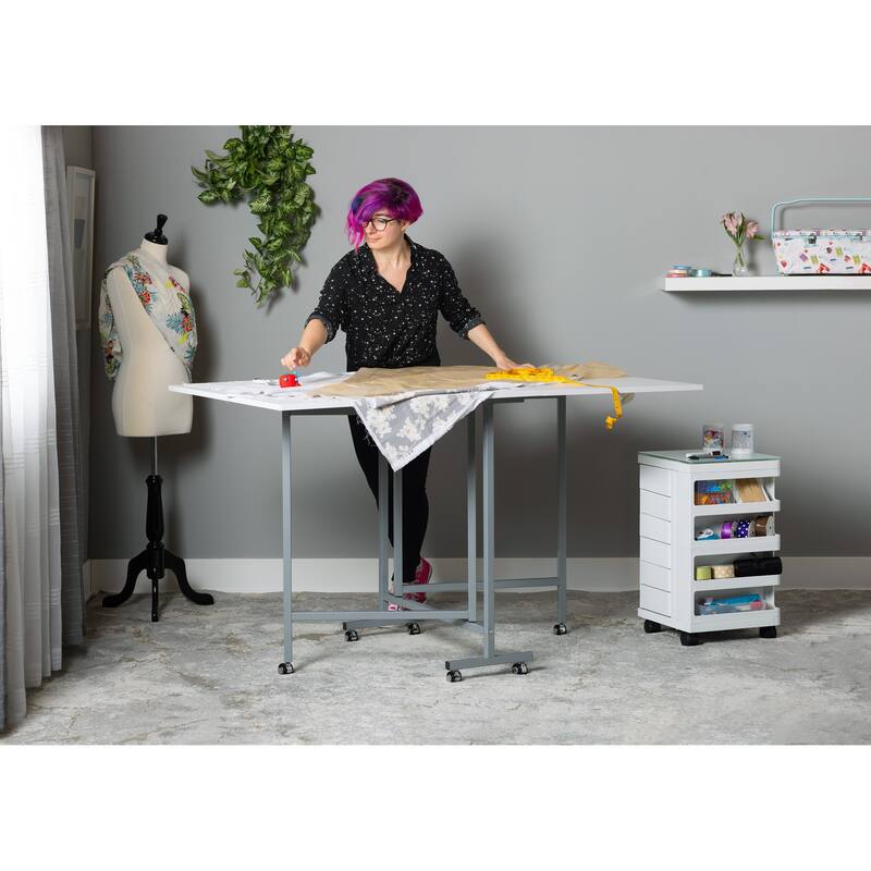 Studio Designs White Powder-coated Craft and Cutting Sewing Machine Table
