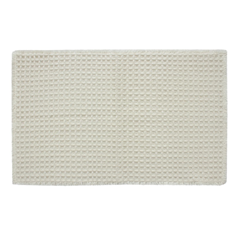 Belgian Waffle Recycled Polyester Eco-Friendly Bath Rug - Ivory - 24x60