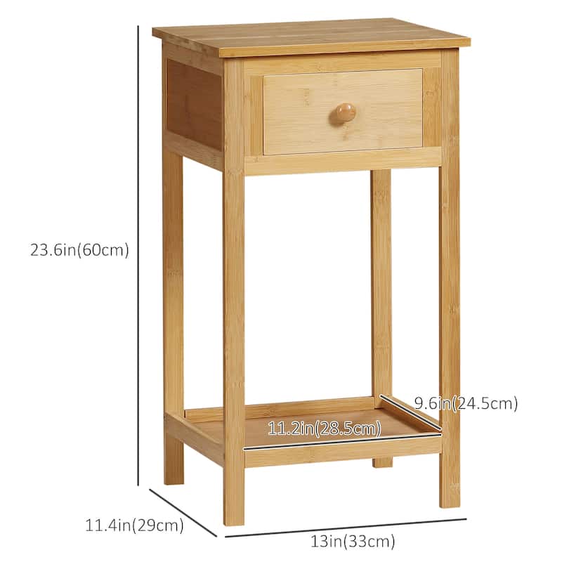 Side Table Narrow End Table with Drawer and Storage Shelf