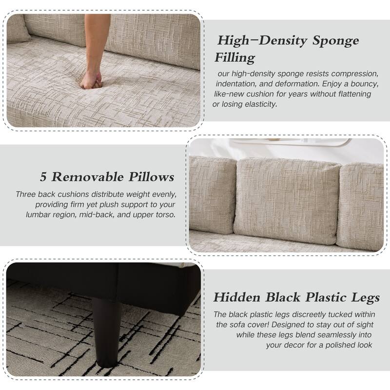 83.9"W Modern Casual Sofa With Removable Upholstery Cover