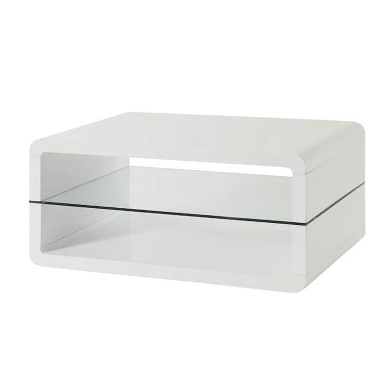 Modern Cube Design Living Room Accent Table Collection with Glass Shelf