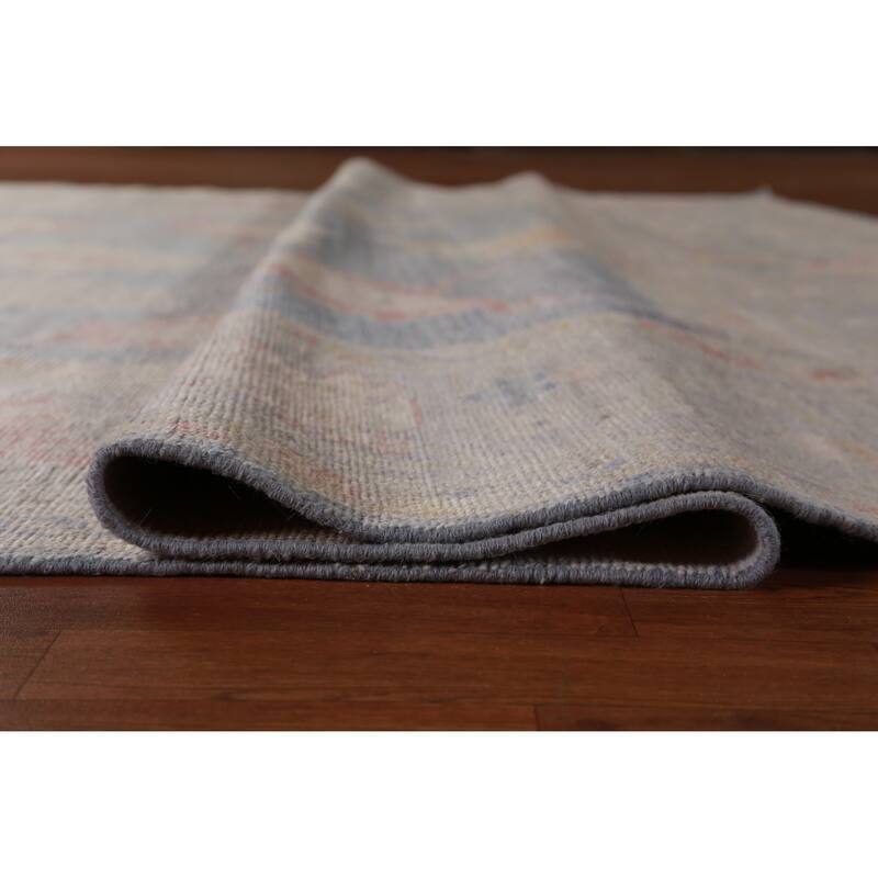 Hand Knotted Oriental 100% Wool Carpet Transitional All-Over Navy Blue & Blues Oushak Area Rug - 12' 5'' X 8' 11''