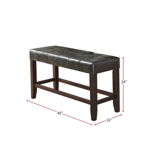 dimension image slide 1 of 2, Faux Leather Wood High Bench