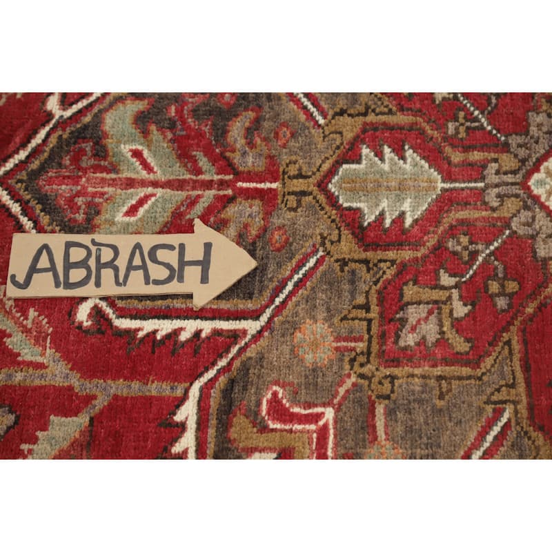Hand Knotted Oriental 100% Wool Carpet Traditional Medallion Red Heriz Area Rug - 9' 2'' X 7' 3''