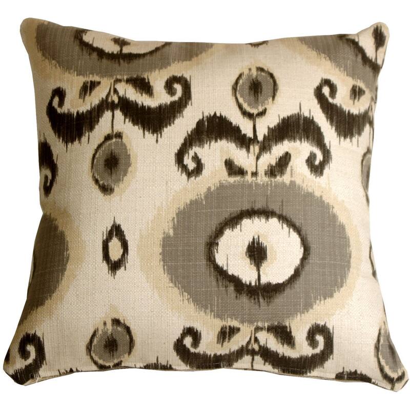 Bold Ikat Cotton 20x20 Decorative Pillow with Polyfill Insert, Gray