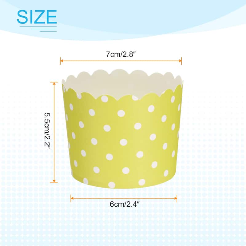 150Pcs Paper Baking Cups 6oz Cupcake Muffins Liner Wrappers - Polka Dot Dark Yellow