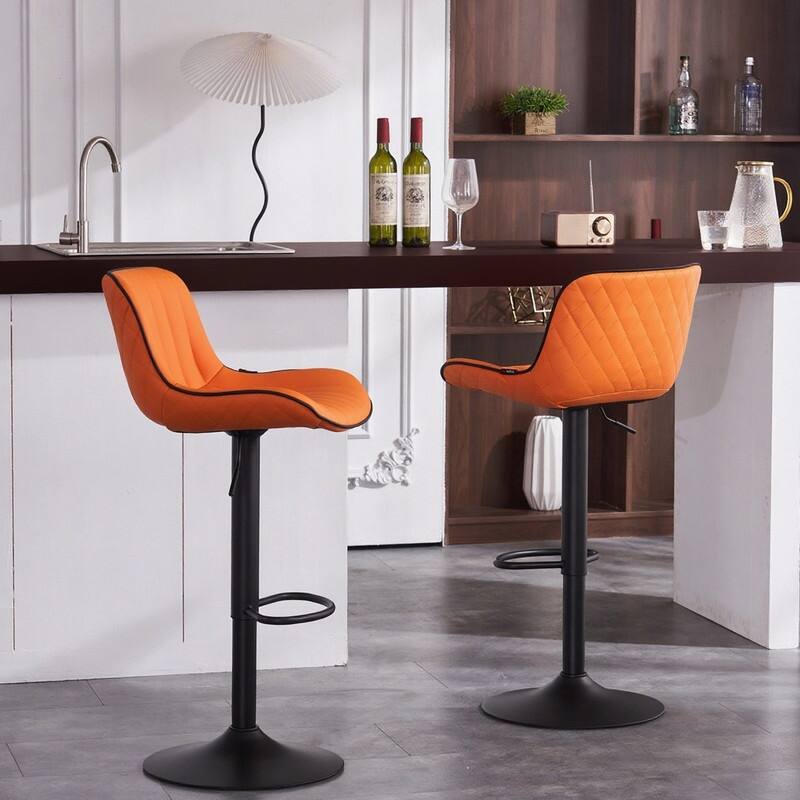 Bar Stools Set of 2, Counter Height Barstools with Back, Leather Bar Chair for Kitchen island