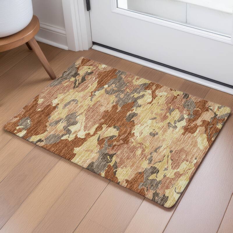 Machine Washable Indoor/ Outdoor Abstract Mexi Chantille Rug
