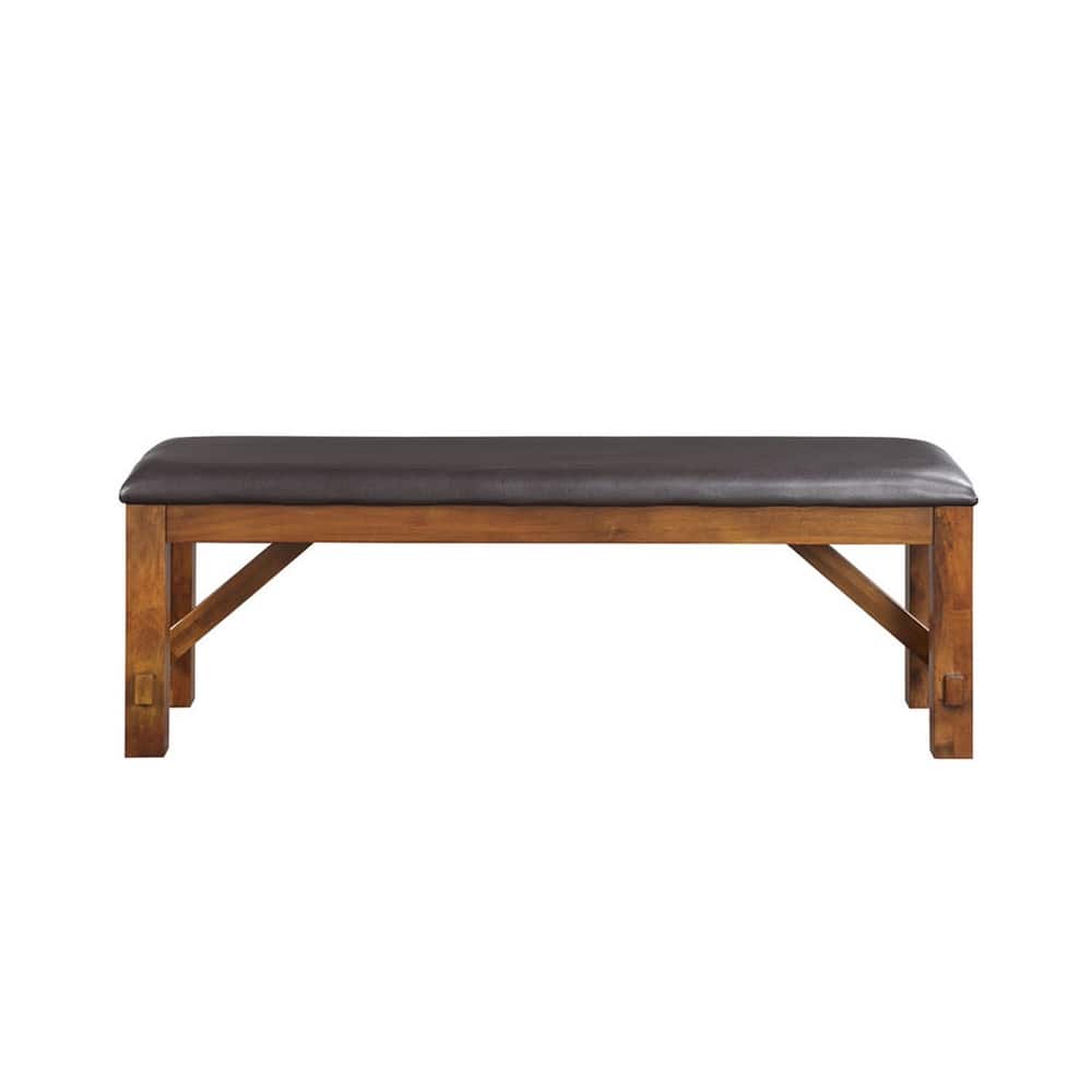 Espresso PU Dining Bench in Walnut Finish