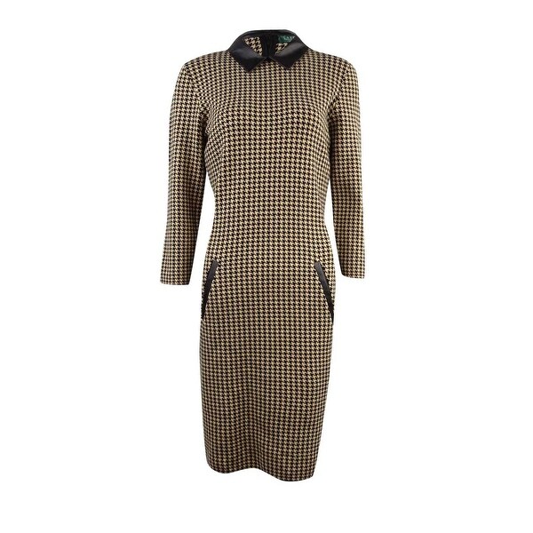 Lauren Ralph Women S Houndstooth Faux Leather Dress Lauren Ralph Women X27 S Houndstooth Faux Leather Dress Black