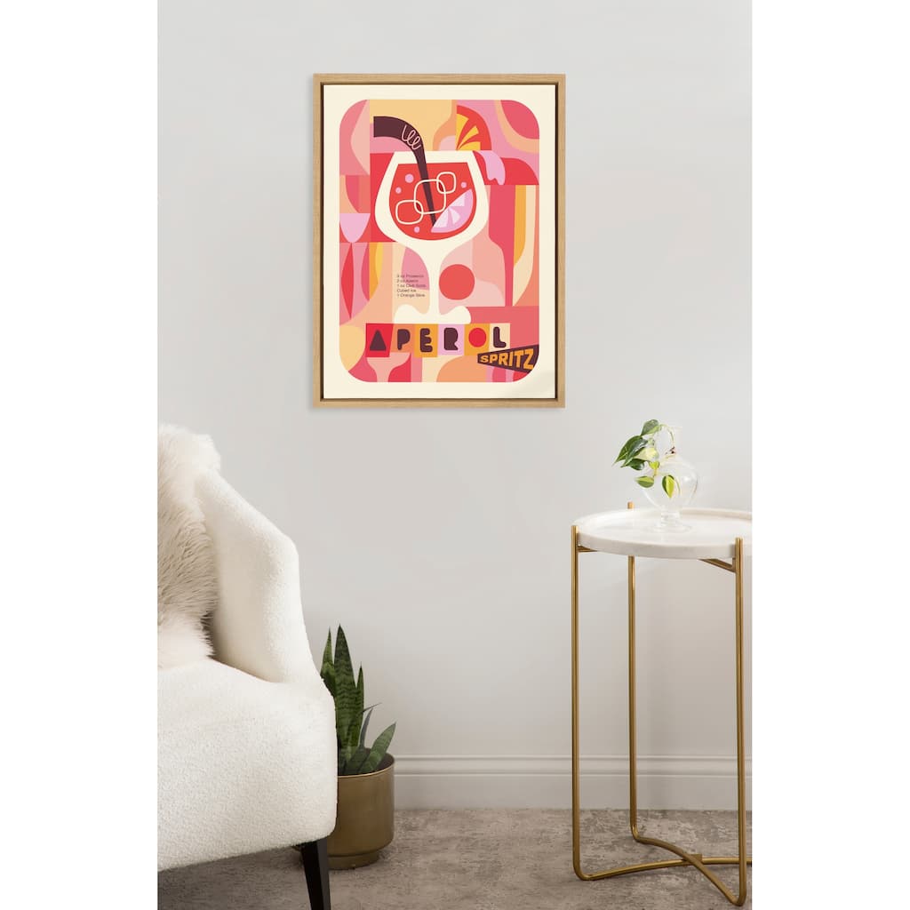 Kate and Laurel Sylvie MCM Aperol Spritz Framed Canvas by Rachel Lee