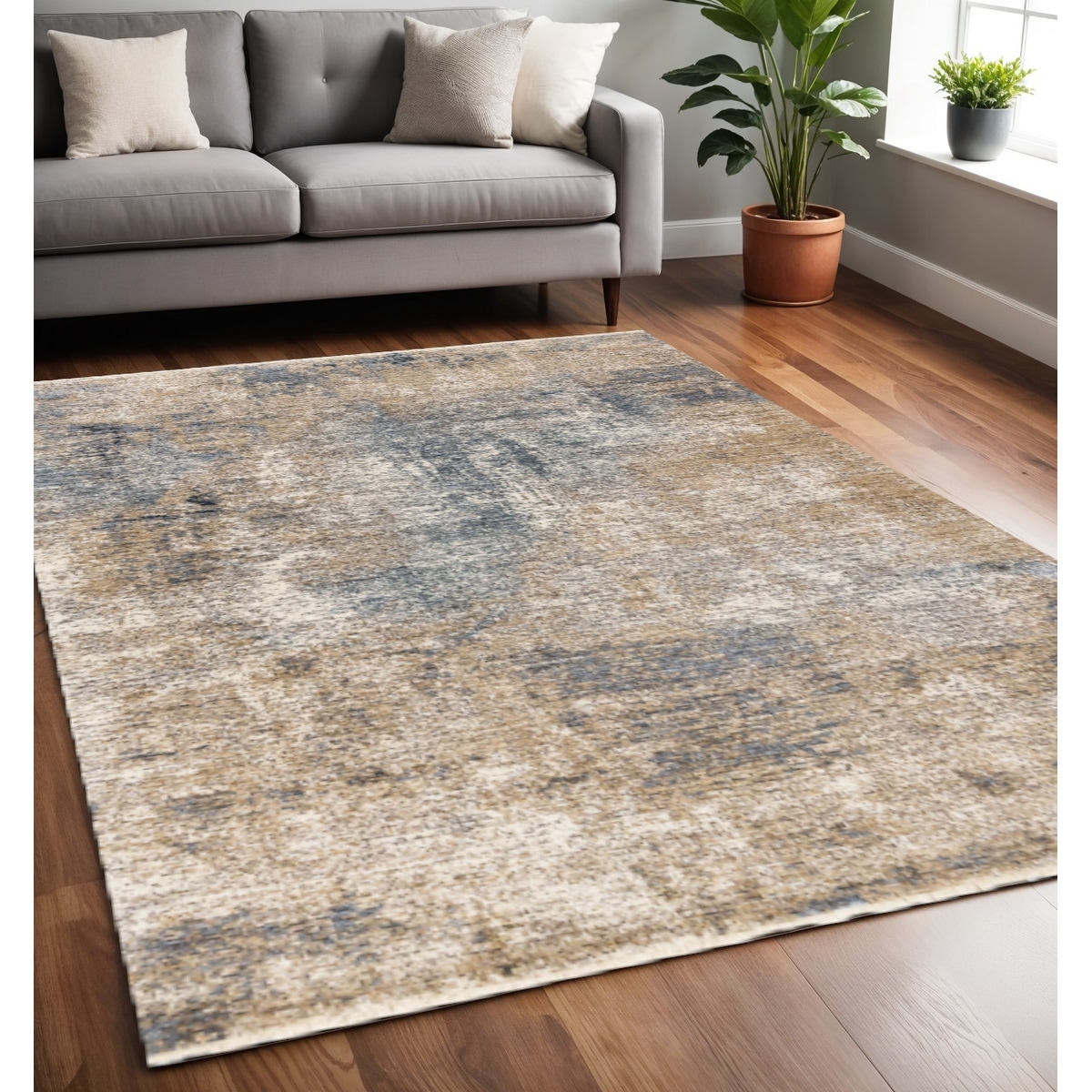 HomeRoots Abstract Modern Rectangle Area Rug - 5' X 8'